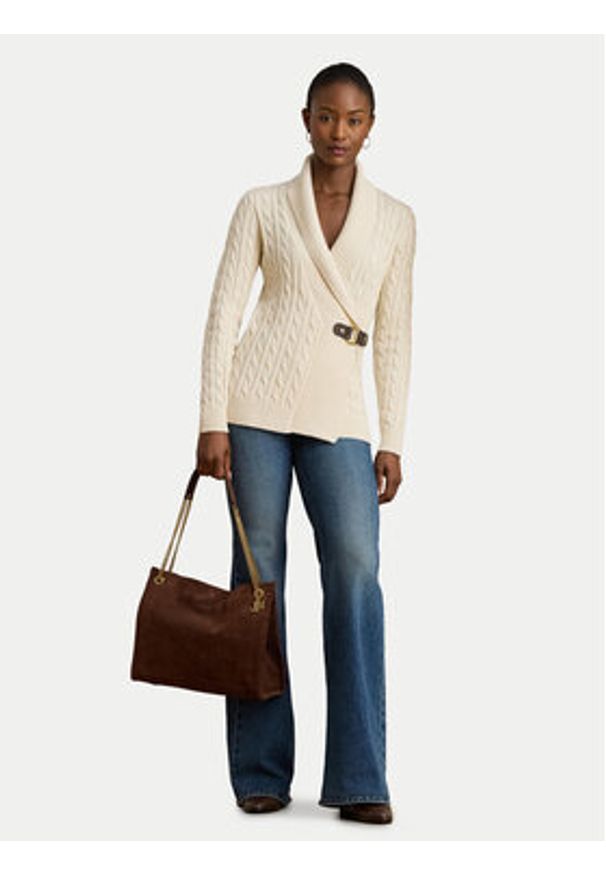 Lauren Ralph Lauren - LAUREN RALPH LAUREN Sweter 200808258004 Beżowy Relaxed Fit. Kolor: beżowy. Materiał: bawełna