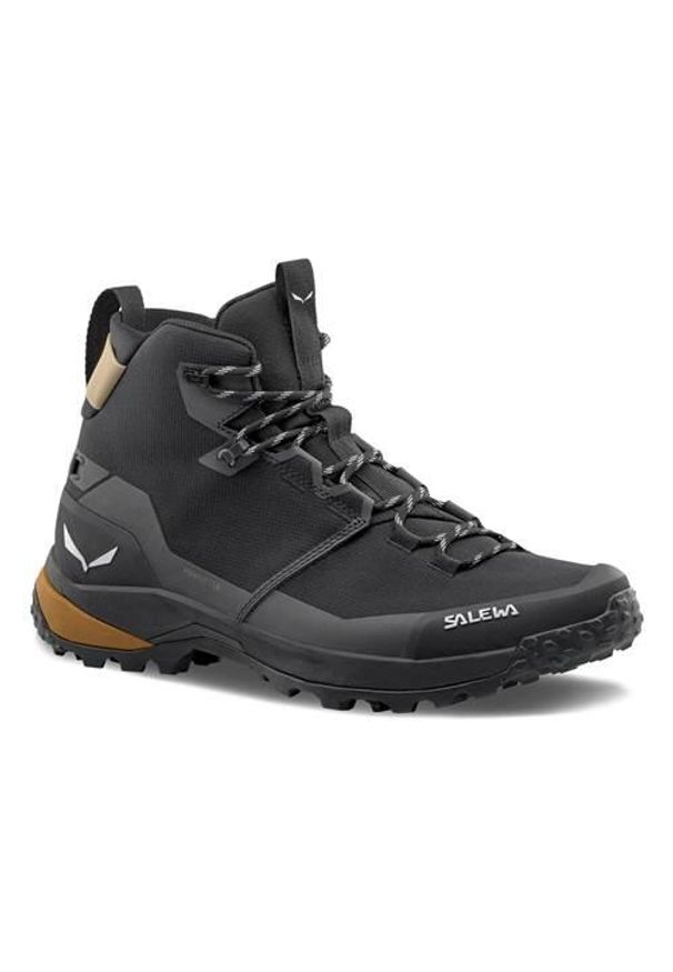 Buty trekkingowe męskie Salewa Puez Mid Powertex. Wysokość cholewki: za kostkę. Kolor: czarny. Materiał: materiał, syntetyk. Szerokość cholewki: normalna