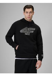 4f - 4F Bluza dresowa regular z kapturem męska - czarna 3XL. Okazja: na co dzień, na spacer. Typ kołnierza: kaptur. Kolor: czarny. Materiał: dresówka. Styl: casual, sportowy #1