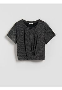 Reserved - Bluzka z metaliczną nicią - czarny. Kolor: czarny. Materiał: dzianina #1