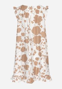 Born2be - Ciemnobeżowa Pudełkowa Sukienka Bez Rękawów z Dodatkiem Lnu Zdobiona Cyrkoniami Vedellin. Okazja: na co dzień. Kolor: beżowy. Materiał: len. Długość rękawa: bez rękawów. Wzór: aplikacja. Styl: wizytowy, casual, elegancki #5