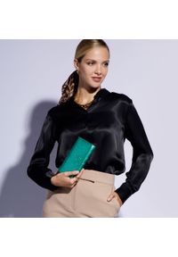 Wittchen - Damski portfel z lakierowanej skóry z monogramem zielony. Kolor: zielony. Materiał: skóra, lakier #6