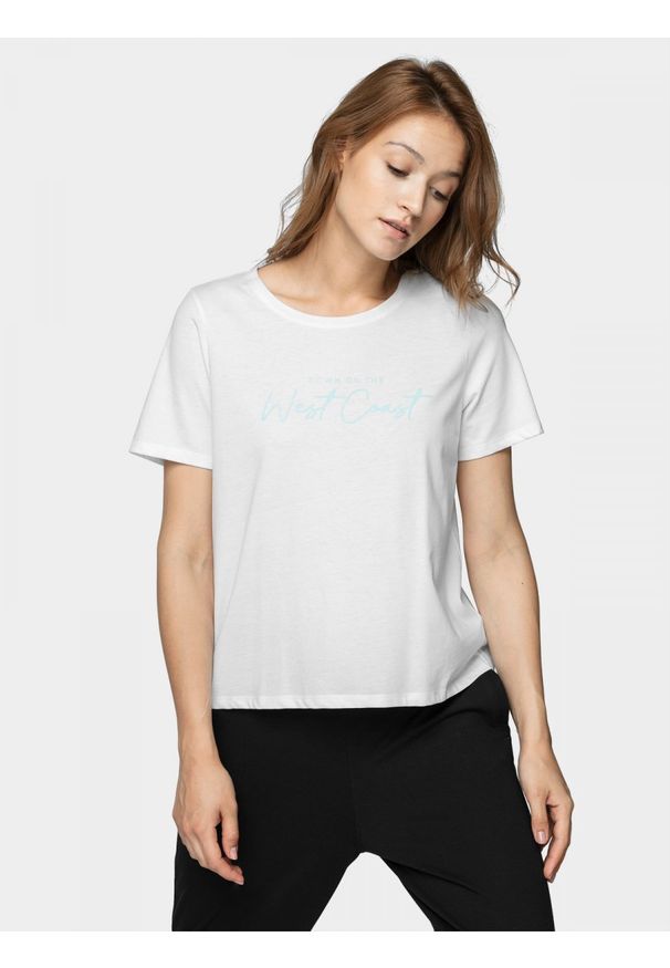 outhorn - T-shirt damski TSD615 - biały - Outhorn. Kolor: biały