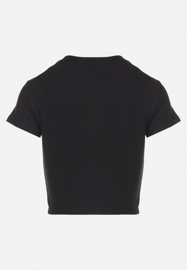 Born2be - Czarny T-shirt z Prążkowanego Materiału o Krótkim Kroju Telunna. Okazja: na spotkanie biznesowe, na co dzień. Kolor: czarny. Materiał: materiał, prążkowany. Długość: krótkie. Styl: elegancki, biznesowy, klasyczny, casual