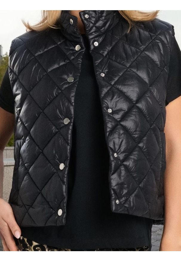 Sinsay - Pikowana kamizelka - czarny. Kolor: czarny