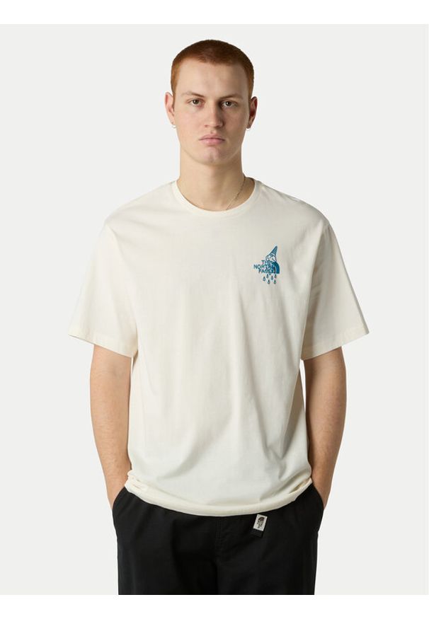 The North Face T-Shirt Powder Days NF0A8E4D Écru Relaxed Fit. Materiał: bawełna