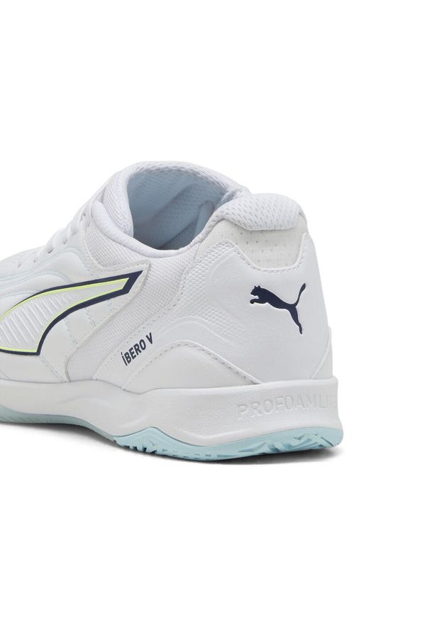 Puma - Buty halowe unisex IBERO PUMA White Aqua Fizzy Light Sea Glass Blue Yellow. Kolor: niebieski, wielokolorowy, biały, żółty. Sport: piłka nożna