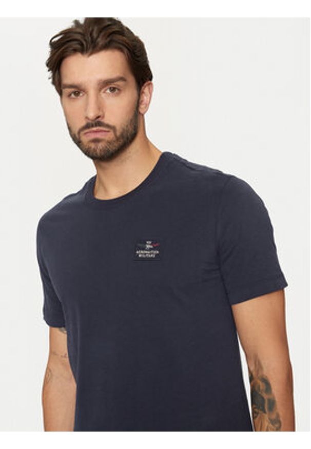 Aeronautica Militare T-Shirt 242TS2331J662 Granatowy Regular Fit. Kolor: niebieski. Materiał: bawełna