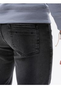 Ombre Clothing - Spodnie męskie jeansowe z dziurami REGULAR FIT P1024 - czarne - XXL. Okazja: na co dzień. Kolor: czarny. Materiał: jeans. Styl: casual, klasyczny