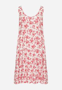 Born2be - Biało-Różowa Rozkloszowana Sukienka z Bawełny z Kwiatowym Wzorem Anniviana. Okazja: na imprezę, na co dzień. Kolor: biały. Materiał: bawełna. Wzór: kwiaty. Typ sukienki: proste. Styl: elegancki, casual, klasyczny #3