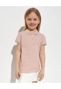 MONCLER KIDS - Różowa koszulka polo z logo 8-14 lat. Typ kołnierza: polo. Kolor: różowy, wielokolorowy, fioletowy. Materiał: materiał. Wzór: aplikacja. Sezon: lato. Styl: klasyczny #1