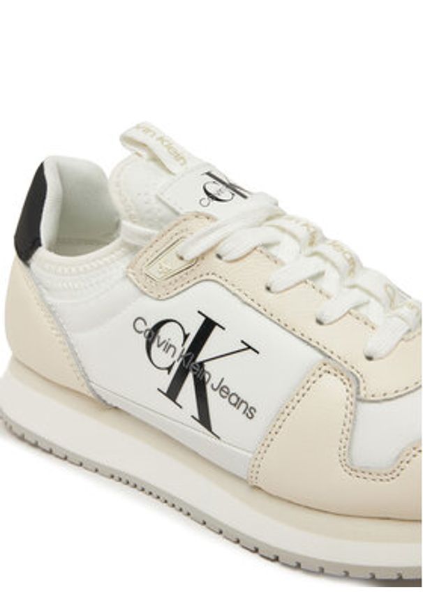 Calvin Klein Jeans Sneakersy Runner Sock Laceup Ml Lth YW0YW01616 Biały. Kolor: biały. Materiał: skóra