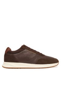 TOMMY HILFIGER - Tommy Hilfiger Sneakersy Dressy Runner FM0FM05910 Brązowy. Kolor: brązowy. Materiał: skóra #1