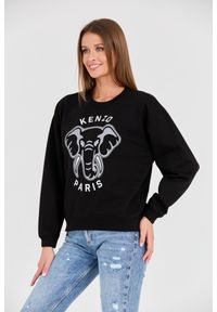 Kenzo - KENZO Czarna damska bluza VARSITY JUNGLE' ELEPHANT EMBRO, Rozmiar XS. Kolor: czarny