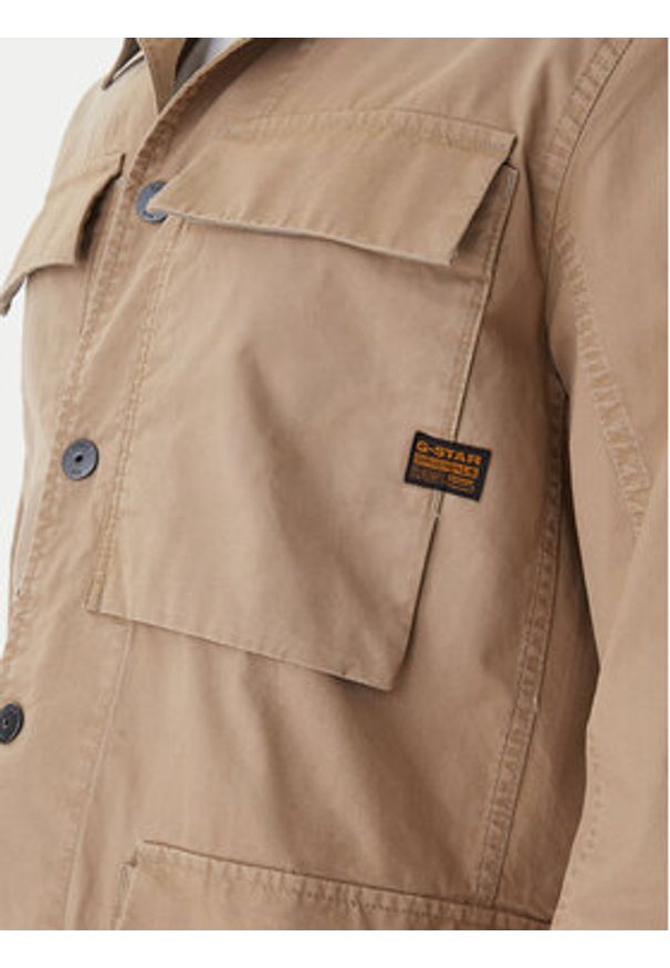 G-Star RAW - G-Star Raw Kurtka przejściowa 4 Pkt Overshirt D26429-D387 Beżowy Slim Fit. Kolor: beżowy. Materiał: bawełna