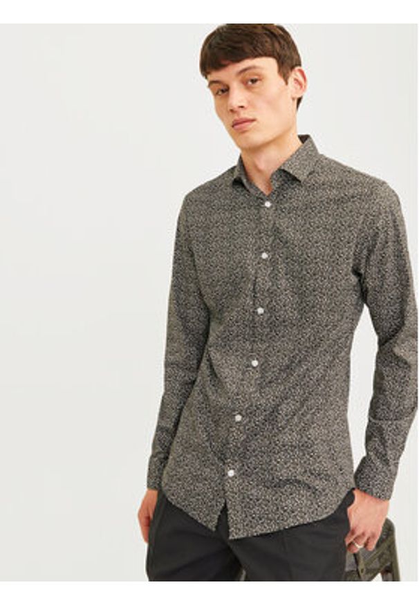 Jack & Jones - Jack&Jones Koszula Blackpool 12260625 Szary Slim Fit. Kolor: szary. Materiał: bawełna