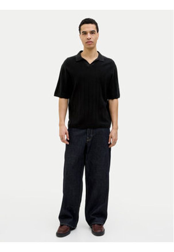 Jack & Jones Polo Varenna 12272578 Czarny Relaxed Fit. Typ kołnierza: polo. Kolor: czarny. Materiał: bawełna