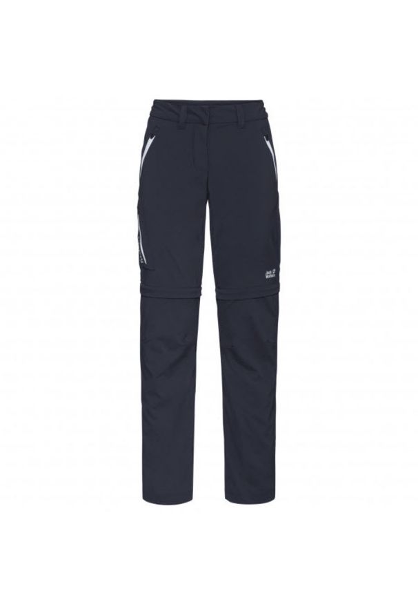 Damskie wodoodporne spodnie zapinane na zamek Jack Wolfskin Overland Away. Kolor: szary. Sezon: lato. Sport: turystyka piesza