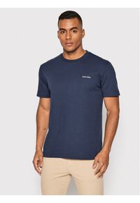 Calvin Klein T-Shirt Micro Logo Interlock K10K109894 Granatowy Regular Fit. Kolor: niebieski. Materiał: bawełna