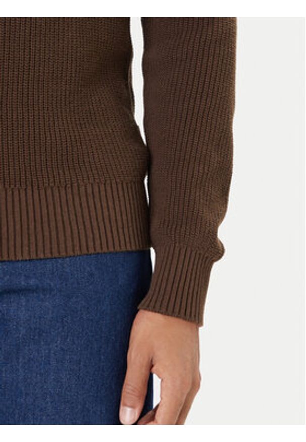 Guess Jeans Sweter M4BR30 Z3HM1 Brązowy Regular Fit. Kolor: brązowy. Materiał: bawełna
