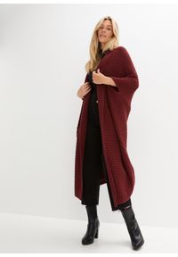 bonprix - Długi sweter bez zapięcia. Kolor: czerwony. Długość: długie