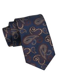 Alties - Klasyczny Męski Krawat - ALTIES - Brązowy Wzór Paisley. Kolor: brązowy, beżowy, wielokolorowy. Materiał: tkanina. Wzór: paisley. Styl: klasyczny
