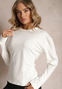 Renee - Biała Bawełniana Bluza z Ozdobnym Wiązaniem Fanarita. Kolor: biały. Materiał: bawełna #5
