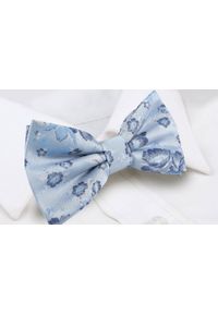 Mucha Męska w Zestawie z Poszetką - Alties - Błękitna w Kwiaty. Kolor: niebieski. Wzór: kwiaty. Styl: elegancki, sportowy #5