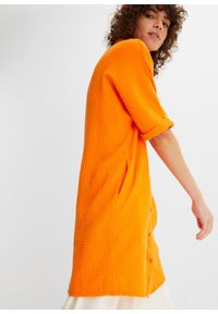 bonprix - Długa bluzka oversize z miękkiego muślinu. Kolor: pomarańczowy. Materiał: bawełna. Długość: długie #3