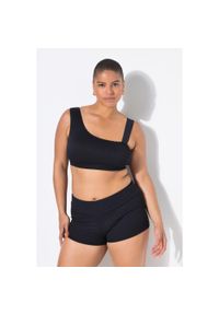ULLA POPKEN - Damskie Hipsterki kąpielowe obcisły krój wysoki stan elastyczny pas. Stan: podwyższony. Kolekcja: plus size. Kolor: czarny. Materiał: poliester, elastan, poliamid, materiał