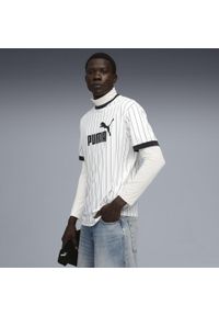Puma - Męska koszulka Essentials w paski PUMA White. Kolor: biały. Wzór: paski. Sport: fitness
