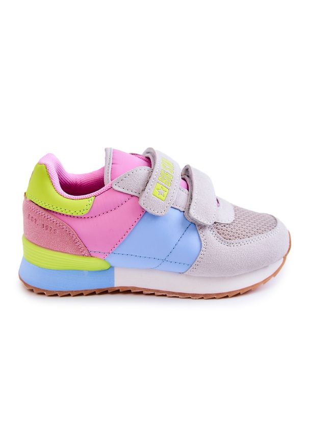 Big-Star - Dziecięce Sportowe Buty Memory Foam Big Star JJ374252 Różowo-Niebieskie różowe szare. Zapięcie: rzepy. Kolor: różowy, szary, wielokolorowy, niebieski. Materiał: guma, zamsz, materiał