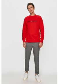 Calvin Klein Jeans - Bluza bawełniana. Okazja: na co dzień. Typ kołnierza: bez kaptura. Kolor: czerwony. Materiał: bawełna. Wzór: nadruk. Styl: casual #4