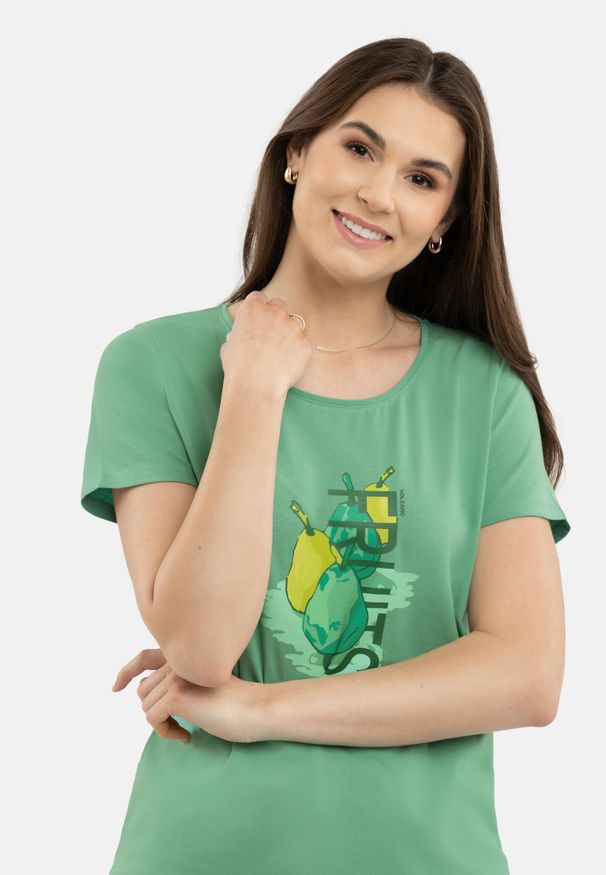 Volcano - T-shirt z nadrukiem T-PEAR. Kolor: zielony. Materiał: materiał. Długość rękawa: krótki rękaw. Długość: krótkie. Wzór: nadruk. Sezon: lato. Styl: klasyczny