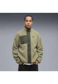 Puma - Męska dwustronna kurtka hybrydowa z dzianiną typu baranek PUMA Lux Army Green. Kolor: zielony. Materiał: dzianina. Wzór: gładki. Sport: turystyka piesza