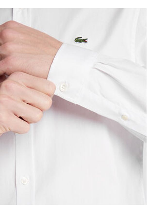Lacoste Koszula CH1843 Biały Slim Fit. Kolor: biały. Materiał: bawełna