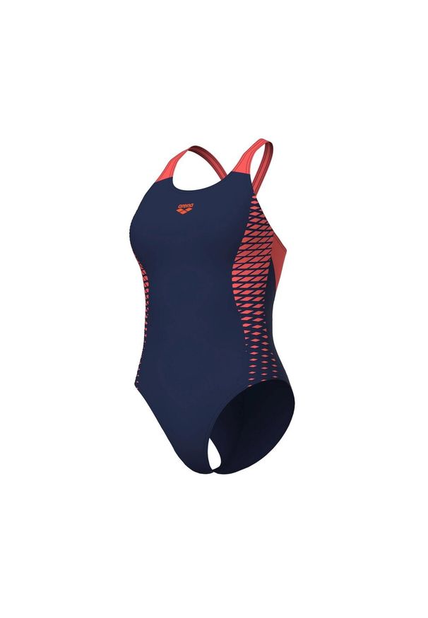 Strój kąpielowy damski basen jednoczęściowy treningowy Arena Openings. Kolor: niebieski, wielokolorowy, pomarańczowy