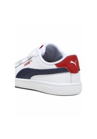 Puma - Dziecięce skórzane sneakersy Smash 3.0 V PUMA White Navy For All Time Red Blue. Kolor: biały, niebieski, wielokolorowy. Materiał: skóra