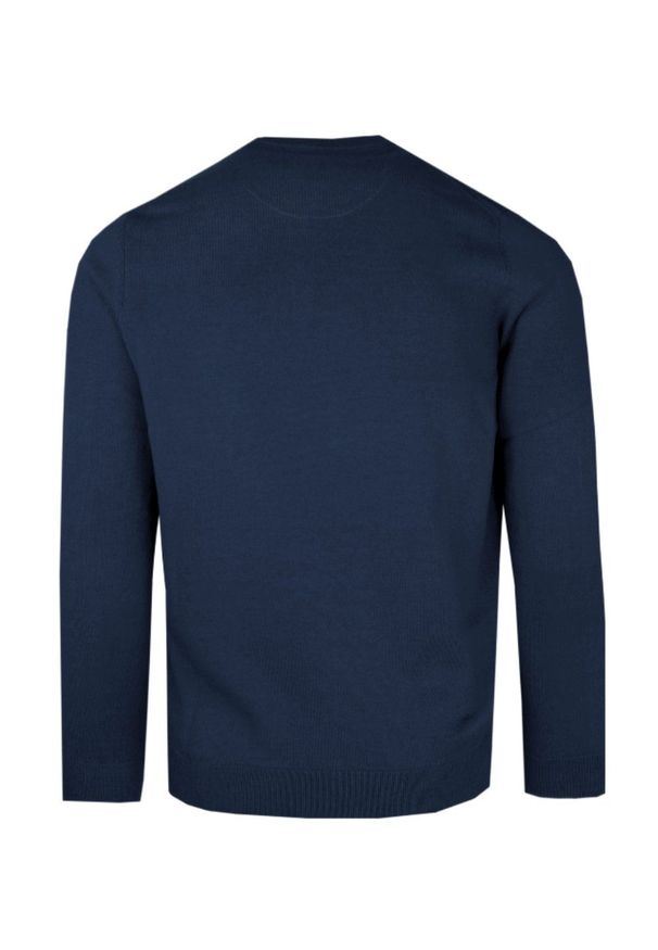 Bawełniany Sweter Pako Jeans - Okrągły Dekolt - Granatowy. Kolor: niebieski. Materiał: bawełna. Styl: klasyczny