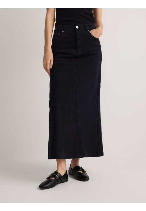 Reserved - Jeansowa spódnica z przeszyciami - niebieski. Kolor: niebieski. Materiał: jeans