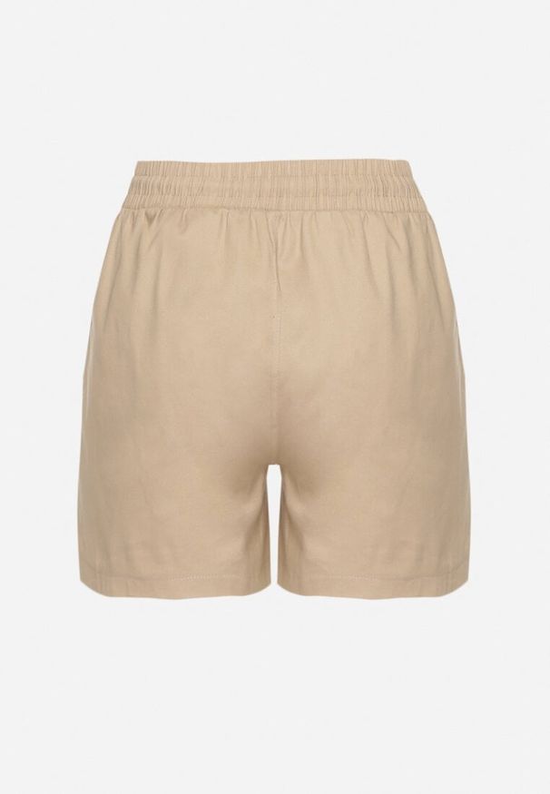 Born2be - Beżowe Dresowe Szorty o Prostym Kroju z Wiązaniem i Kieszeniami Foladea. Okazja: na co dzień, na spacer. Kolor: beżowy. Materiał: dresówka. Styl: klasyczny, casual