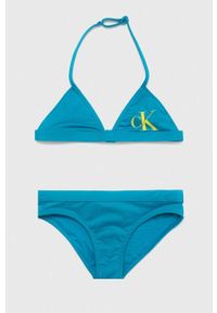Calvin Klein Jeans dwuczęściowy strój kąpielowy dziecięcy kolor niebieski. Kolor: niebieski. Materiał: włókno, dzianina #1