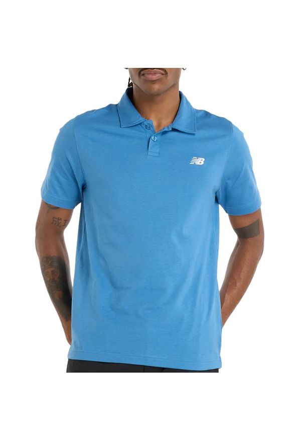 Koszulka męska New Balance MT51504SET - niebieska. Typ kołnierza: polo. Kolor: niebieski. Materiał: materiał, bawełna