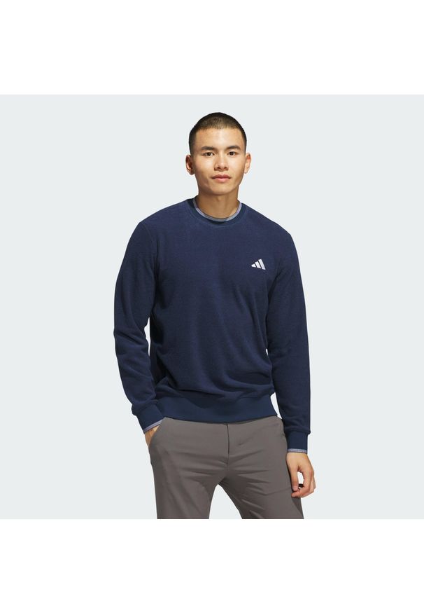 Adidas - Bluza z zaokrąglonym dekoltem Ultimate365 Tour. Typ kołnierza: golf. Kolor: niebieski. Sport: golf