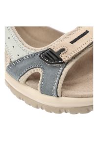 Sandały damskie McKeylor, cholewka ze skóry naturalnej regulowane paski na rzepy płaska podeszwa, beżowo niebieskie, 95414. Zapięcie: rzepy. Kolor: beżowy. Materiał: skóra. Wzór: paski. Obcas: na płaskiej podeszwie #5