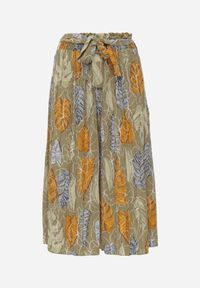 Renee - Jasnozielone Spodnie Szwedy z Bawełną High Waist Wykończone Gumką w Talii Pasefia. Okazja: na co dzień, do pracy. Stan: podwyższony. Kolor: zielony. Materiał: bawełna. Styl: casual, elegancki #3