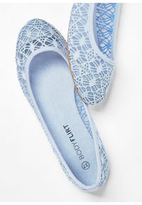 bonprix - Baleriny. Kolor: niebieski. Materiał: koronka. Wzór: koronka #3