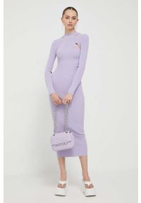 Hugo - HUGO torebka kolor fioletowy. Kolor: fioletowy. Materiał: pikowane. Rodzaj torebki: na ramię #7