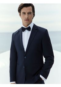 Reserved - Marynarka slim fit z dodatkiem wełny - granatowy. Kolor: niebieski. Materiał: wełna #1