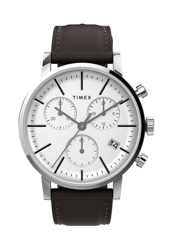 Timex zegarek TW2V36600 Midtown męski kolor brązowy. Kolor: brązowy. Materiał: skóra, materiał
